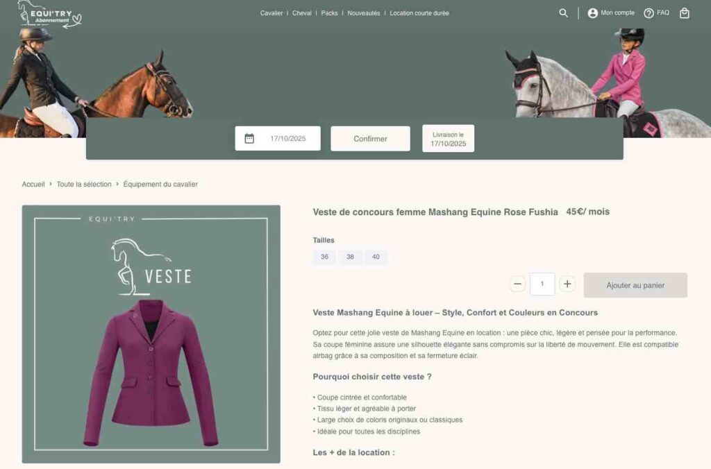La location pour l'équitation